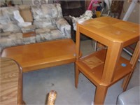 2 MATCHING END TABLES AND COFFEE TABLE, WOOD