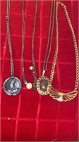 NECKLACES- GOLF MEDALLION - PEARL LIKE