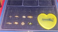 8 LADIES RINGS- ALL SIZES AND HEART CONTAINER