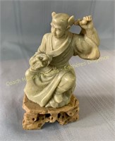 Chinese jade soapstone sculpture stéatite,  6"
