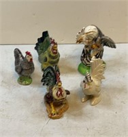 Lot of Old Rooster Figurines