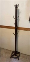 70" Antique Brass Hook Hall Tree-8 Hooks