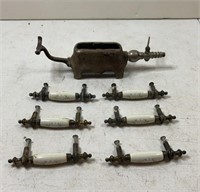 Antique Gas Burner w/ Porcelain Stove Handles