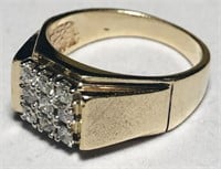 14KT YELLOW GOLD MENS DIAMOND RING 6.50 GRS
