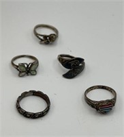 5 Sterling Silver Rings 12 Grams