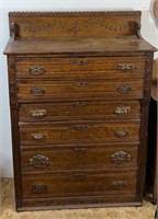 Antique 6 Drawer Dresser w/ Backsplash