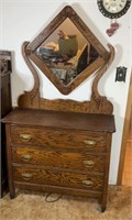 RARE Triangular Mirror Antique Dresser