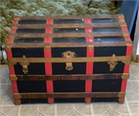 Antique Steamer Trunk-Leather Handles
