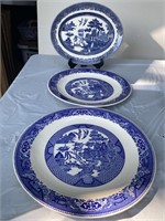 Johnson Bros Platter & 2  Willow Ware Round Large