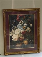 Gold Frame Floral Picture  25”x 31”