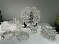 Elegant Prescut Glass Bowls Candlestick Holders