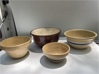 Vintage USA Yellow Ware Mixing Bowls (4)