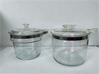 Vintage Pyrex Glass Pots with lids