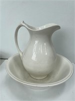 Vintage White Ironstone Knowles Bowl & Pitcher