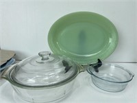Vintage Fireking Jadeite Oval Platter Small bowl