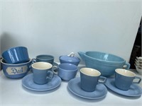 Vintage Blue Mixing Bowl Coffee Cups Sets Sugar