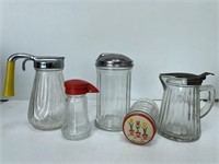 Vintage Syrup Dispenser Shakers & Small Pitcher