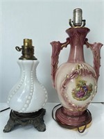 Vintage Beaded White Glass & Victorian Lamps