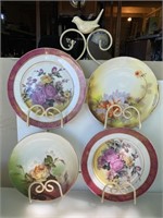 Vintage Floral Plates with Bird top Plate Holder
