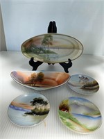 Vintage Occupied Japan Handpainted Plates Trays