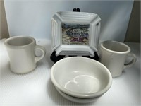 Vintage Currier & Ives Ashtray Restaurant Cups