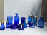 Cobalt Blue Salt Pepper Sets plus Tumblers misc