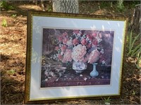 Floral Matted Picture peonies 33”x28”