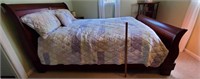 Queen Size Wooden Sleigh Bed