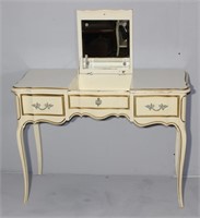 vintage white French provincial vanity table
