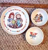 Vintage Raggedy Anne & Bozo Plates