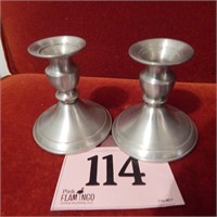 PAIR OF LEONARD PEWTER CANDLE HOLDERS
