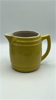 Antique Canary Yello Pottery Barrel Pitcher