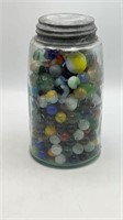Mason's 1858 Jar FULL Old Marbles-Shooters etc