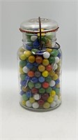 Ball Ideal Jar FULL Old Marbles-Shooters etc