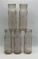 5 Antique "TREAT" Milk Bottles-Thick Glass