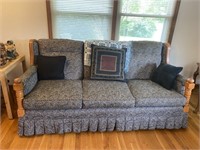 Blue Multi Color Fabric 76” length Sofa