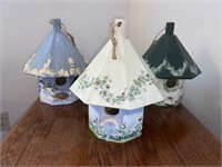 Three Painted Birdhouses Decor