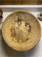 Antique Wood Bowl repaired  16” diameter