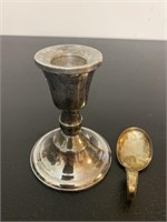 SILVER Weighted Candlestick Holder & Spoon