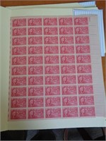 1945 UNCUT SHEET OF 2 CENT STAMPS US