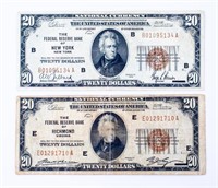 Coin 1929 $20 National Currency Notes(2)