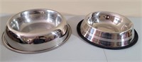 Stainless steel no tip dog bowls 9" & 8"