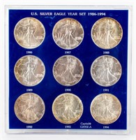 Coin Silver Eagle Set of Nine, 1986-1994, BU