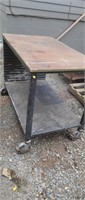 Commercial Rolling metal cart with wood top