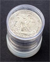 Coin  Roll of 20 Walking Liberty's Halves, AU-BU