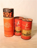 3 Pcs Vntg Fire Extinguisher Cans
