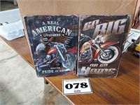 2 NEW Motorcycle Signs 12 x 8