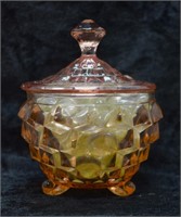 Pink Depression Glass Candy Dish Full of Marbles
