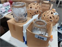 2 Decorative Glass Storage Jars with Rope Handles