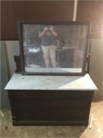 Marble top Eastlake style dresser with mirror